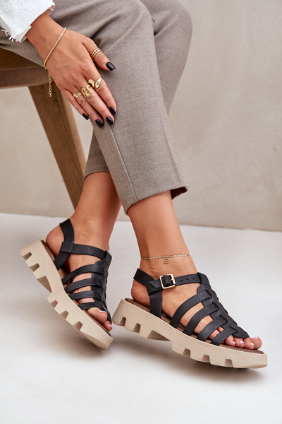 Leder Damen Sandalen Zazoo 3695 schwarz