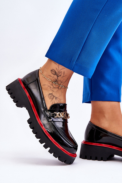 Lakkbőr Platform Loafers Fekete Ronin