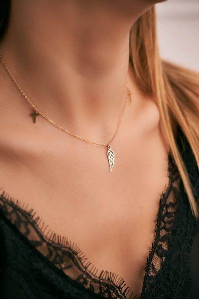 Collier Femme Or Chaîne Aile Croix Ophélie