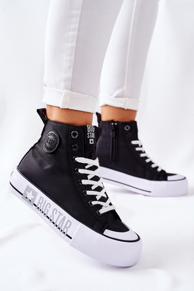 Hohe Plateau Turnschuhe Big Star II274012 Schwarz