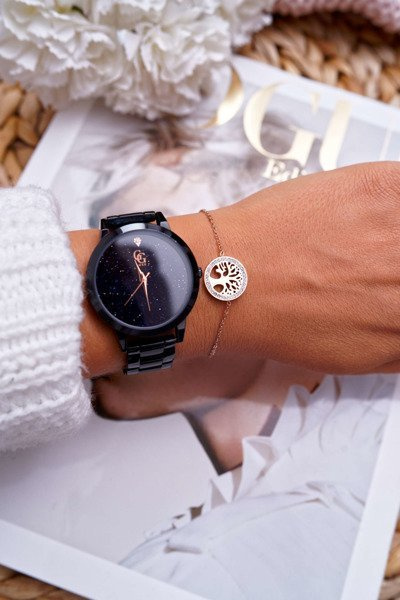 Brățară cu lanț pentru femei Rose Gold Wood Life Cring