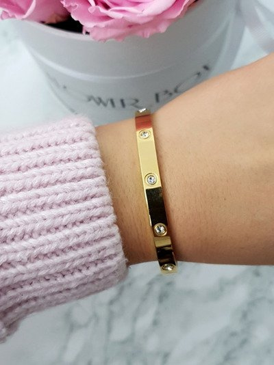 Bracelet Femme Acier Avec Zircons Or 6mm Valerii