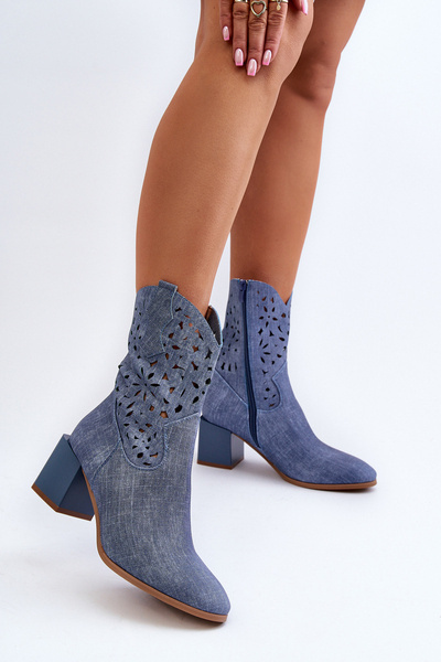 Botine din denim cu toc Irvelame