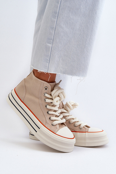 Damen Plateau-Sneaker Beige Aineri