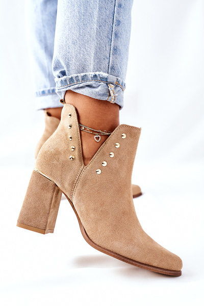 Bottes En Daim Pour Femme Avec Découpes Lewski Beige Sable 3075