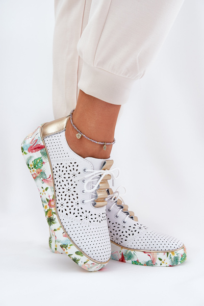 Damen Leder Keilschuhe Artiker 56C1800 Weiß-Gold