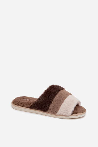 Chaussons Femmes En Fourrure À Rayures Marron Tahlisse