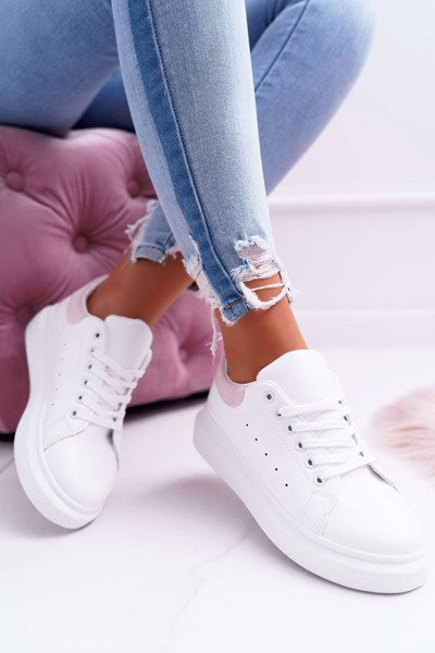 Sporty Women's Shoes Thick Sole White Pink Skirt