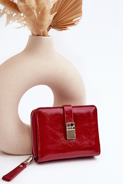 Damen Lackbrieftasche Portemonnaie Aus Kunstleder Rot Zalirna