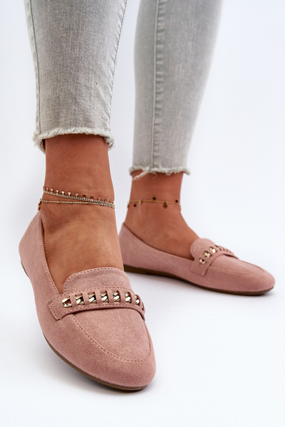 Glänzende Damen Mokassins mit Kette Rosa Aredilla