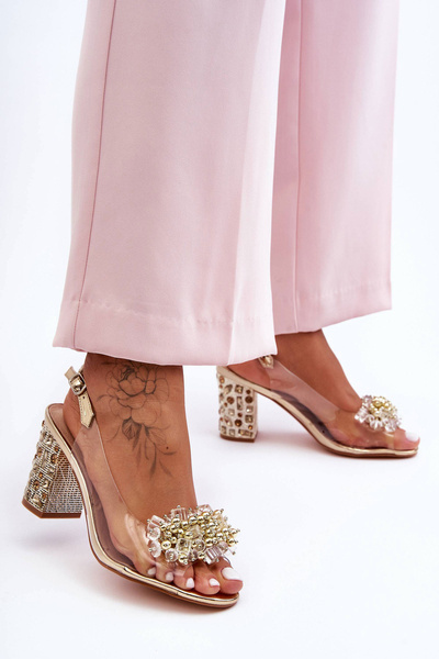Transparent Stylish Heels on Stiletto Gold SBarski MR1037-19