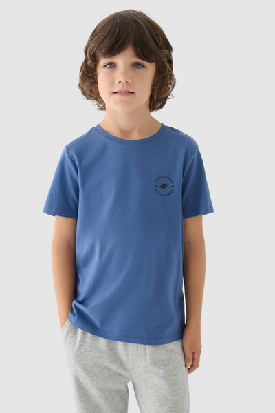 Tricou din Bumbac Neted pentru Băieți Regular Albastru 4FJWAW24TTSHM1859-32S