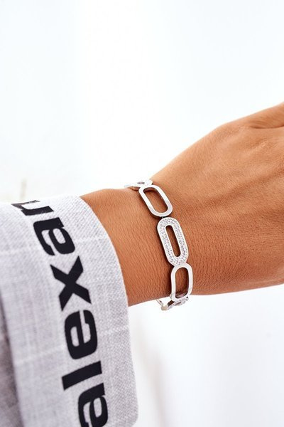 Zirkonia-Armband Stahlarmband Silber