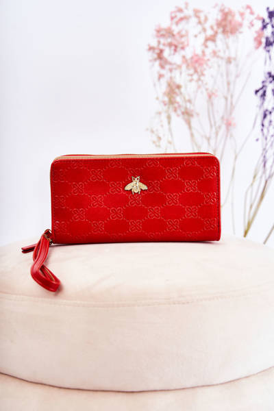 Grand Portefeuille Femme Avec Ornement Rouge Fabio