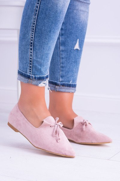 Lu Boo Rózsaszín balerina hegyes lordok Suede Feliciano