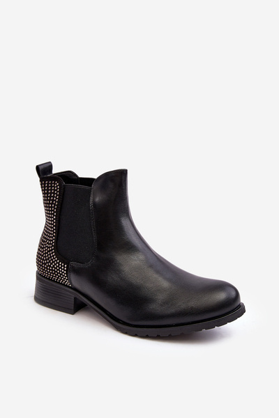 Bottines basses pour femmes avec embellissement noir Donname