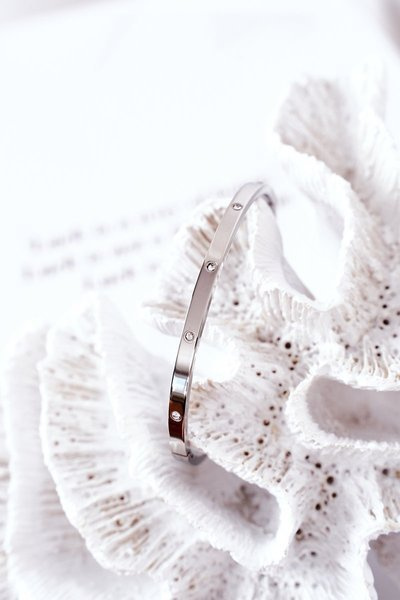 Bracelet En Acier Avec Zircone Cubique Argent