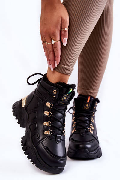 Cizme calde pentru femei pe platforma Black Ofelia