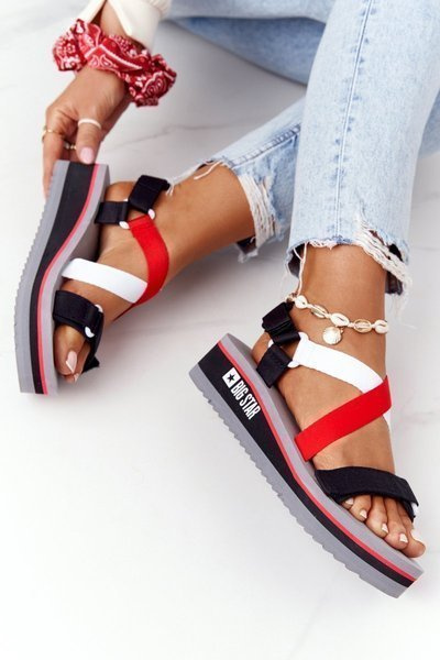 Sandales Compensées Mousse Big Star HH274A082 Rouge-Blanc