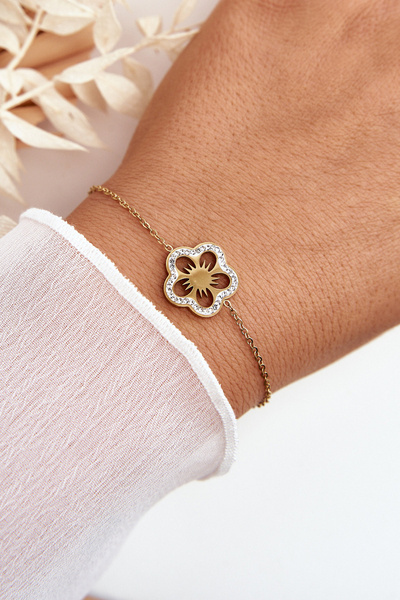 Bracelet Délicat Pour Femme Avec Une Fleur Or