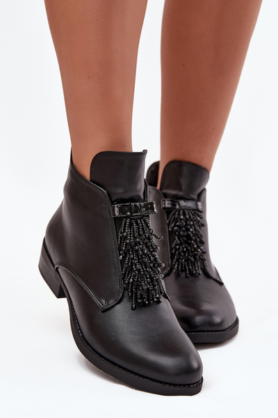 Boots pour femmes isolantes à talon plat S.Barski HY42-713 Noire