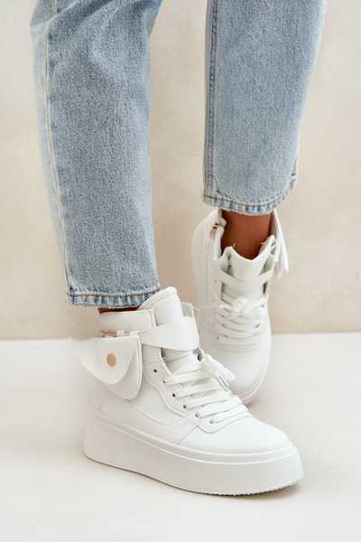 Baskets hautes avec pochette sur plateforme blanches Saramis