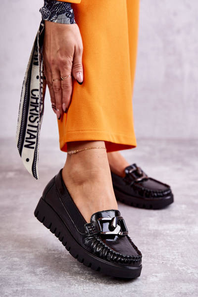 Mocassins En Cuir Pour Femme Sur Plateforme Noir Venesia