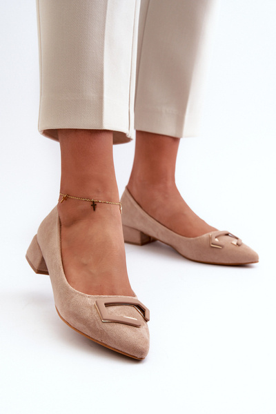 Žemakulniai pompos su Eco Suede puošmena S.Barski KV27-034 Beige