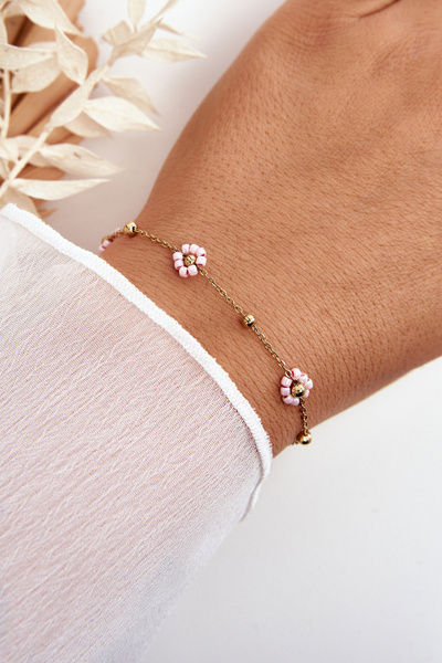 Bracelet Avec Fleurs En Or Rose
