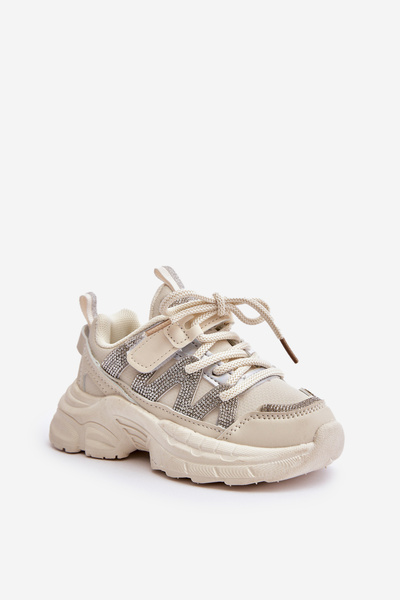 Kinder Sneaker Mit Strass Beige Rianalla