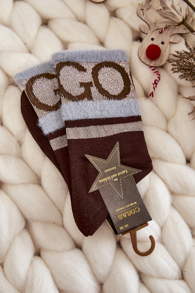 Chaussettes Femme En Coton GO-GO Avec Fourrure COSAS Marron