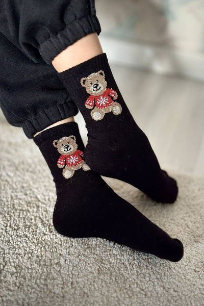 Chaussettes Enfants Jeunes Ours En Pull Noir