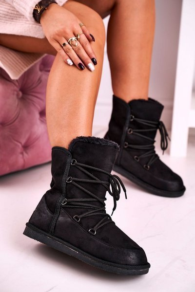 Fleecegefütterte Damen-Schneestiefel Schwarz Ilana