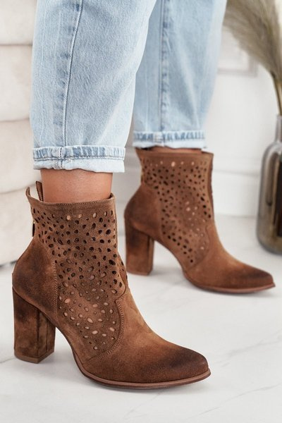 Exquisite 1219 Cognac Wildleder Stiletto Stiletto Booties