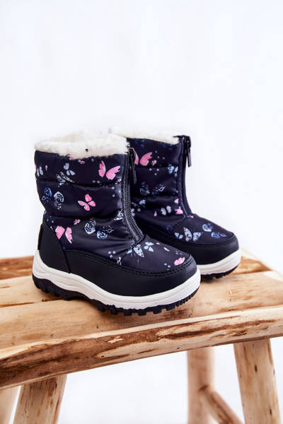 Bottes de neige pour enfants avec fermeture éclair Big Star KK374236 bleu marine