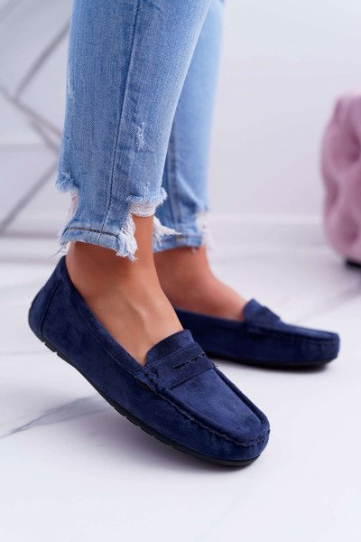 Mocassins Femme Daim Bleu Marine Merlonte
