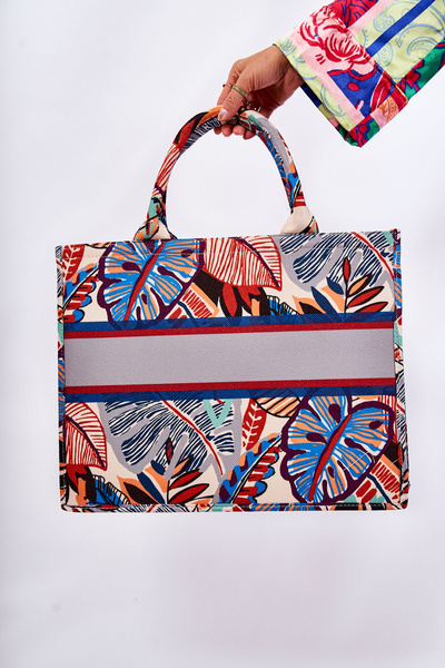 Große klassische Handtasche mit mehrfarbigem Micola-Print