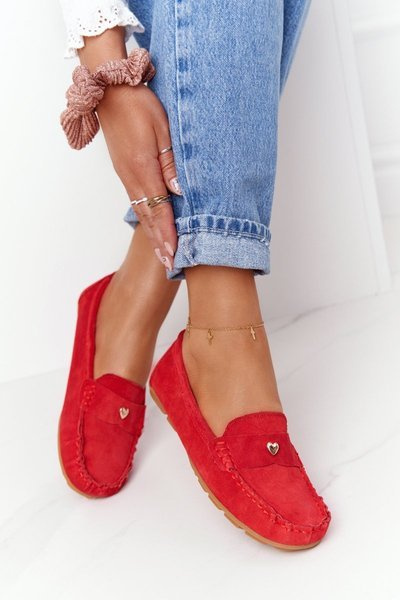 Damen Wildleder Mokassins S.Barski Rot
