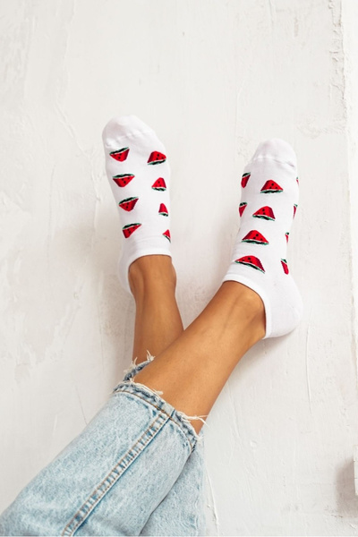 Damen Sneaker Socken Wassermelonen Weiße