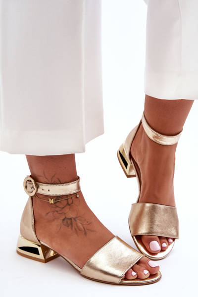 Sandales en cuir sur talon doré Laura Messi 2143 Or