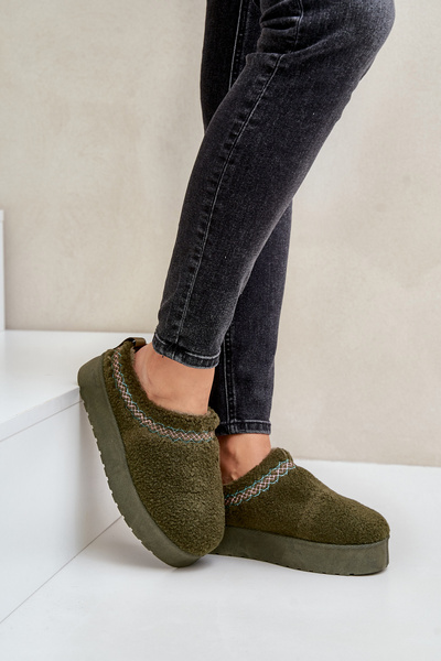 Bottes de neige sur plateforme avec fourrure de mouton vert foncé Mesirra