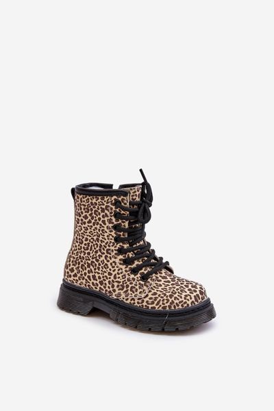 Bottes isolées pour filles en beige imprimé léopard Nelanna