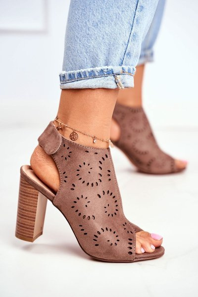 Women’s Sandals On High Heel Khaki Rules