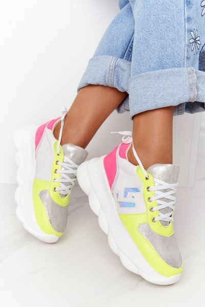 Pantofi sport pentru femei pe platformă Lu Boo White