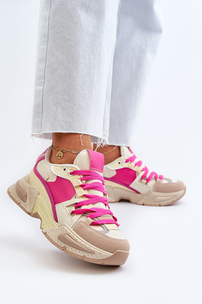 Modische Schnür-Sportschuhe für Damen Beige-Pink Chillout!
