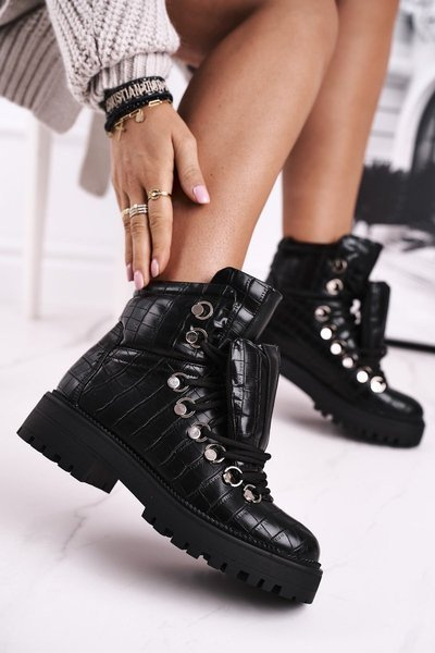 Damenstiefel mit flacher Zunge Schwarz Passa