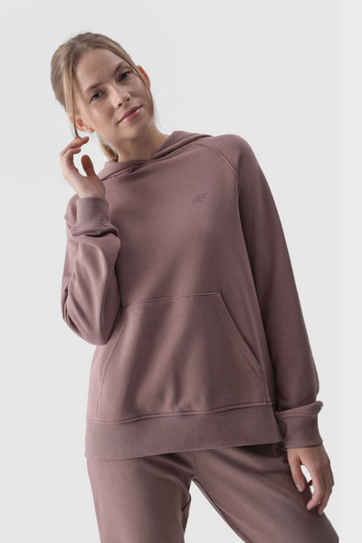 Sweat à capuche zippé pour femme en coton 4F rose 4FWMM00TSWSF1467-56S