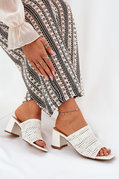Sandales Femme Avec Tressage À Talon Blanches Ciariloria