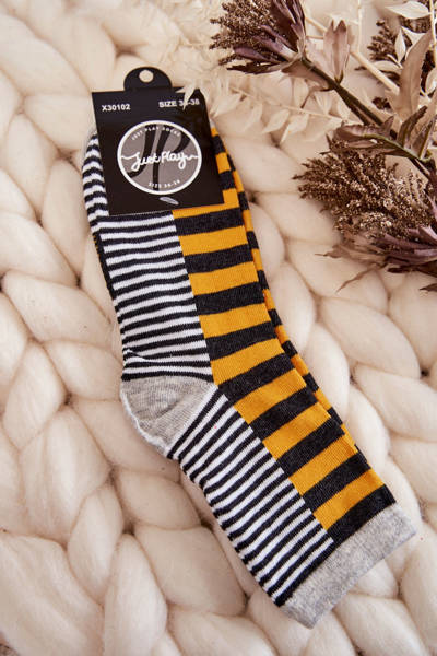 Chaussettes classiques femme à rayures et rayures Jaune