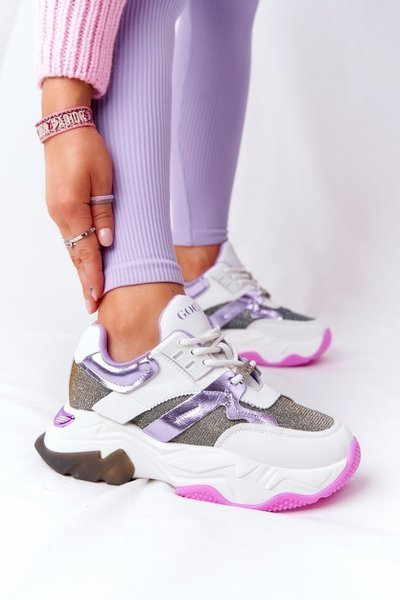 Pantofi sport pe o talpă goală Goe HH2N4038 White-Violet